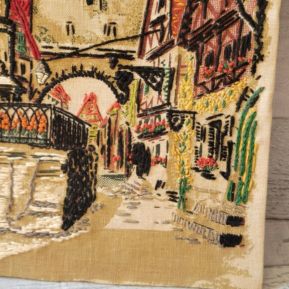 Vintage Rothenburg Ob Der Tauber Hand-Embroidered Wall Art - Picture 3 of 7